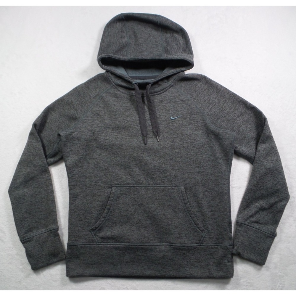 Nike Sweatshirt Womens Size Medium Gray Therma-Fit Pullover Hooded Fleece
